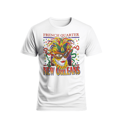 New Orleans French Quarter Mardi Gras Mask T-Shirt Unisex - Mardi Gras Apparel - new orleans tshirt, Short Sleeve, - Tee - Shirt