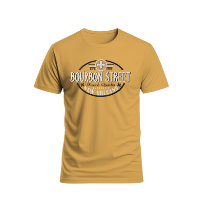 New Orleans French Quarter Vintage Design T-Shirt Gold - Mardi Gras Apparel - new orleans tshirt, Short Sleeve, - Tee - Shirt