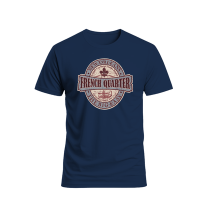 New Orleans French Quarter Vintage Seal T-Shirt Navy - Mardi Gras Apparel - new orleans tshirt, Short Sleeve, - Tee - Shirt