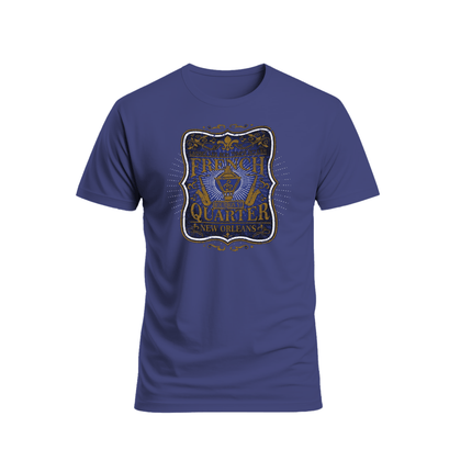 New Orleans French Quarter Vintage T-Shirt Cobalt Blue - Mardi Gras Apparel - new orleans tshirt, Short Sleeve, - Tee - Shirt