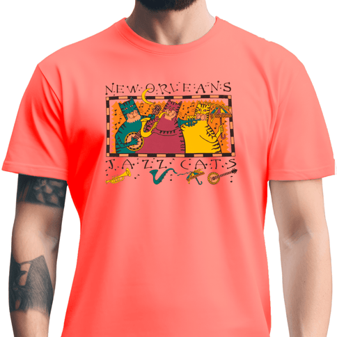 New Orleans Jazz Cats T-Shirt Tarty Orange - Mardi Gras Apparel - new orleans tshirt, Short Sleeve, - Tee - Shirt