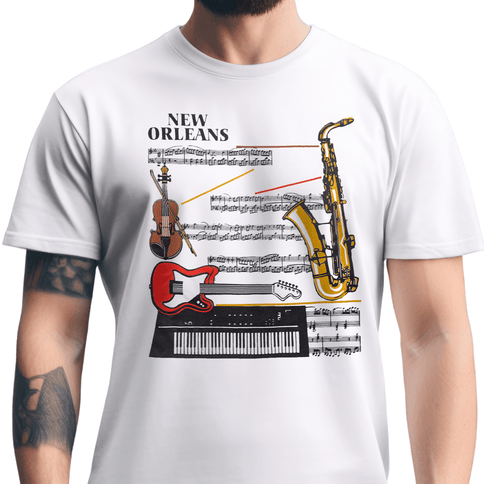 New Orleans Musical Instruments T-Shirt Unisex - Mardi Gras Apparel - new orleans tshirt, Short Sleeve, - Tee - Shirt