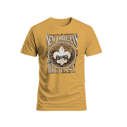 New Orleans The Big Easy All That Jazz T-Shirt Gold - Mardi Gras Apparel - new orleans tshirt, Short Sleeve, - Tee - Shirt