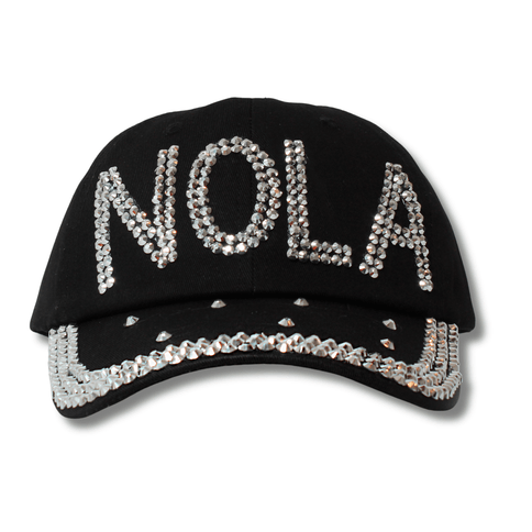 NOLA Black Rhinestone Baseball Hat - Mardi Gras Apparel - Accessories, Hats, Mardi Gras - Hats