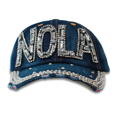 NOLA Crystal Dark Blue Denim Ball Hat - Mardi Gras Apparel - Accessories, Hats, Mardi Gras - Hats