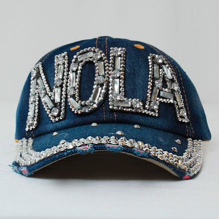 NOLA Crystal Dark Blue Denim Ball Hat - Mardi Gras Apparel - Accessories, Hats, Mardi Gras - Hats