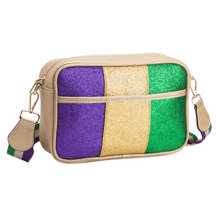 Product Name: Faux Leather Mardi Gras Sparkle Crossbody Bag - Mardi Gras Apparel - Accessories, Bags, Mardi Gras - Bag