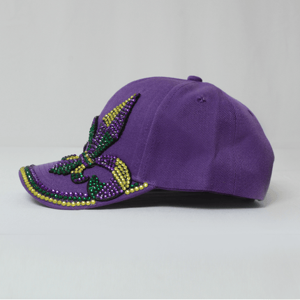 Purple Fleur De Lis Mardi Gras Rhinestone Hat #2 - Mardi Gras Apparel - Accessories, Hats, Mardi Gras - Hats