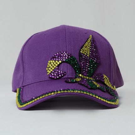 Purple Fleur De Lis Mardi Gras Rhinestone Hat #2 - Mardi Gras Apparel - Accessories, Hats, Mardi Gras - Hats