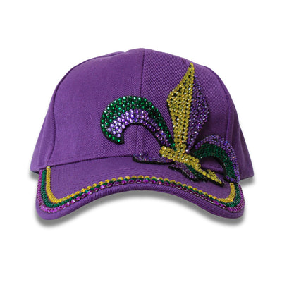 Purple Fleur De Lis Mardi Gras Rhinestone Hat - Mardi Gras Apparel - Accessories, Hats, Mardi Gras - Hats