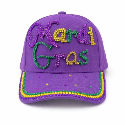 Purple Rhinestone Mardi Gras Hat - Mardi Gras Apparel - Accessories, accessory discount tier, Hats - Hats