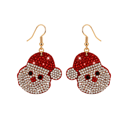 Rhinestone Santa Claus Christmas Drop Earrings - Mardi Gras Apparel - Accessories, Christmas, Earrings - Earrings