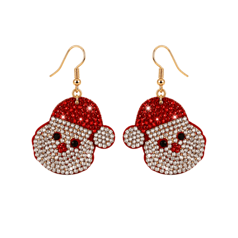 Rhinestone Santa Claus Christmas Drop Earrings - Mardi Gras Apparel - Accessories, Christmas, Earrings - Earrings