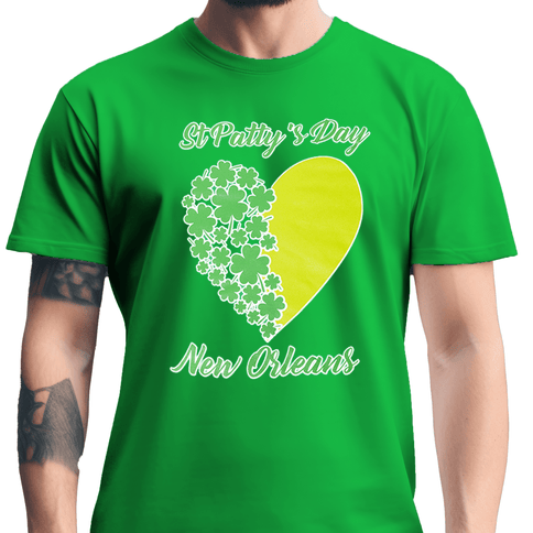 St Patty's Day Heart New Orleans Tee - Shirt - Mardi Gras Apparel - St. Patrick’s Day, , - Tee - Shirt