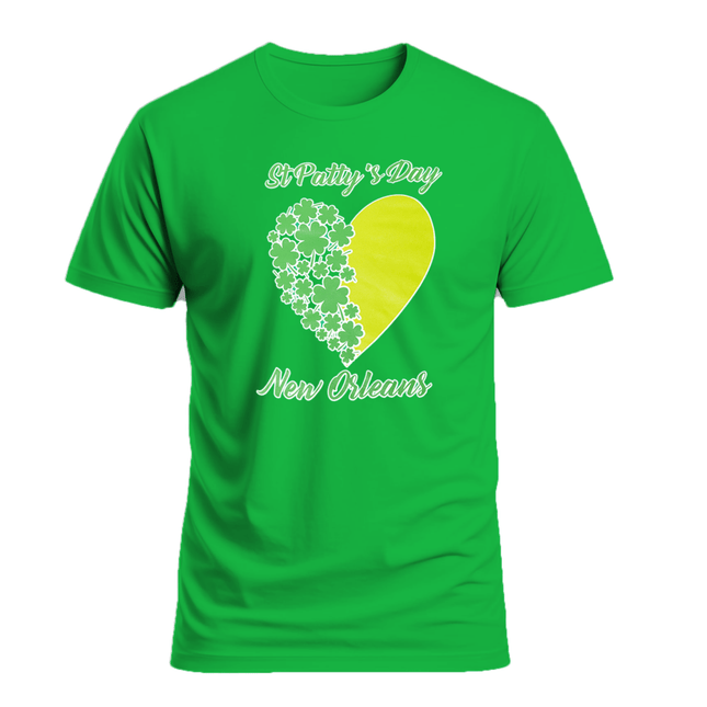 St Patty's Day Heart New Orleans Tee - Shirt - Mardi Gras Apparel - St. Patrick’s Day, , - Tee - Shirt