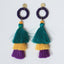 Triple - Tiered Tassel Mardi Gras Earrings with Beaded Hoop - Mardi Gras Apparel - Accessories, Earrings, Mardi Gras - Mardi Gras Earrings