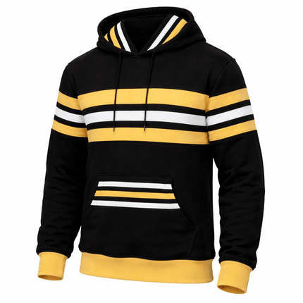 Youth Black & Gold Striped Hoodie - Mardi Gras Apparel - apparel discount tier, Black & Gold, Unisex - Hoodie
