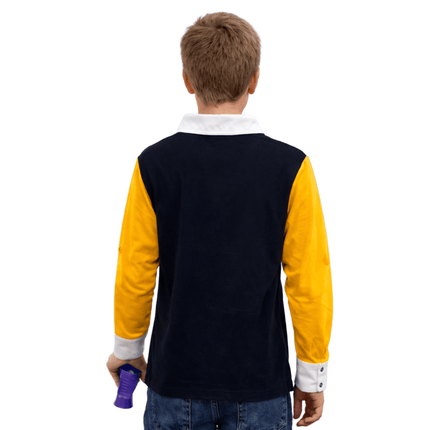 Youth Unisex Mardi Gras Long Sleeve Polo Shirt Purple, Green & Gold - Mardi Gras Apparel - 100% Cotton, Button Up, Children - Rugby Polo