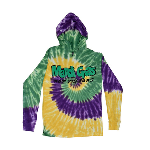 Adult Mardi Gras Puff Jersey Knit Hoodie - Mardi Gras Apparel - Adult, Adult Unisex, Draw String - Hoodie Long Sleeve Sweatshirt