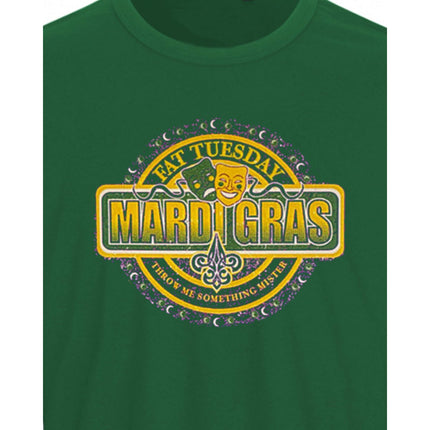 Adult Mardi Gras Fat Tuesday Green Long Sleeve Tee - shirt - Mardi Gras Apparel - 100% Cotton, Adult, Adult Unisex - Tee - Shirt