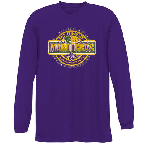 Adult Mardi Gras Fat Tuesday Purple Long Sleeve Tee - shirt - Mardi Gras Apparel - Adult, Adult Unisex, Crew Neck - Tee - Shirt