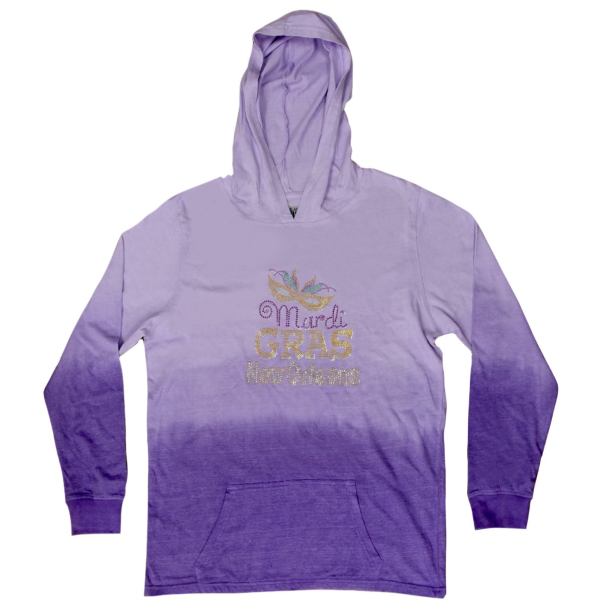 Adult Mardi Gras Ombre Tie-Dye Purple Hoodie - Mardi Gras Apparel