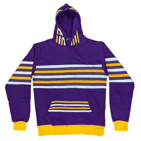 Adult Mardi Gras Purple Hoodie With Regal Stripes - Mardi Gras Apparel - Adult, Adult Unisex, Gold - Hoodie Long Sleeve Sweatshirt