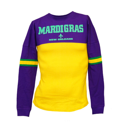 Adult Mardi Gras Unisex Long Sleeve Raglan Tee - Mardi Gras Apparel - 100% Cotton, Adult Unisex, Back Design - Raglan Long Sleeve Tee