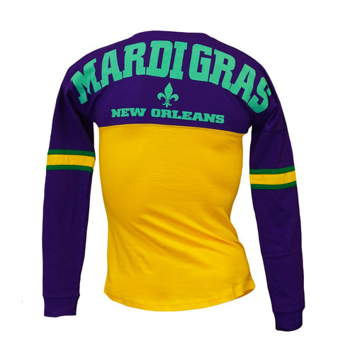 Adult Mardi Gras Unisex Long Sleeve Raglan Tee - Mardi Gras Apparel - 100% Cotton, Adult Unisex, Back Design - Raglan Long Sleeve Tee