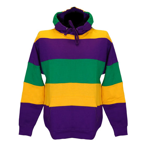 Adult Mardi Gras Unisex Paneled Sweat Shirt Hoodie - Mardi Gras Apparel - Adult Unisex, Draw String, Green - Hoodie Long Sleeve Sweatshirt