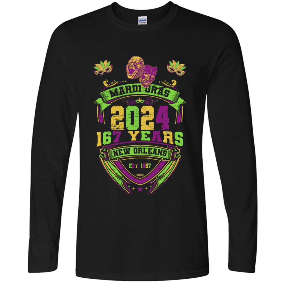 Mardi Gras Vintage 2024 Long Sleeve Tee-shirt - Mardi Gras Apparel