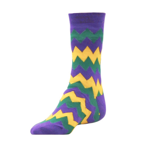 Adult Mardi Gras Zigzag Socks - Mardi Gras Apparel - Accessories, Adult, Mardi Gras - 