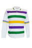 Adult Unisex Mardi Gras Long Sleeve Striped Rugby Polo with Striped Collar - Mardi Gras Apparel
