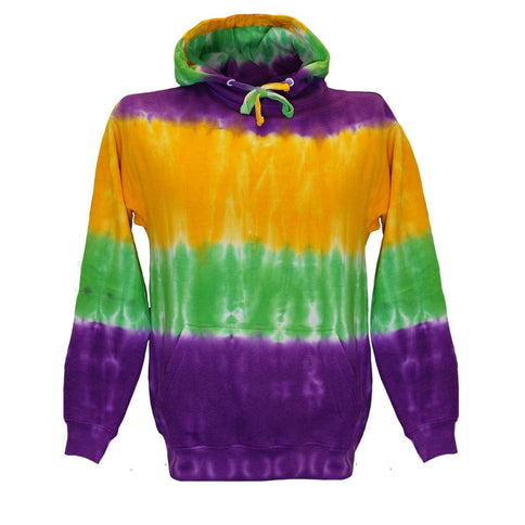 Adult Unisex Mardi Gras Tie Dye Hoodie Sweat Shirt #2 - Mardi Gras Apparel - Adult, Adult Unisex, Green - Hoodie Long Sleeve Sweatshirt