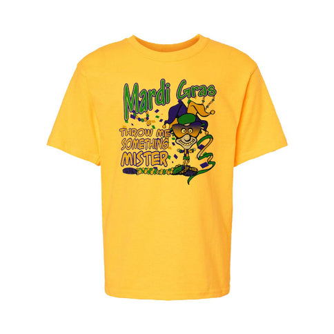 Children's Unisex Mardi Gras Jester Gold Tee - Shirt - Mardi Gras Apparel - Children, Children's Unisex, Crew Neck - Tee - Shirt