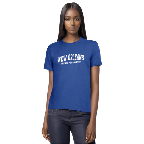 Classic Blue New Orleans French Quarter Souvenir T-Shirt - Mardi Gras Apparel - Adult, Blue, Unisex - 