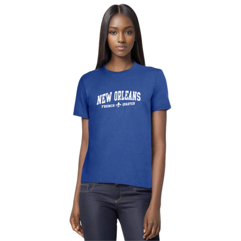 Classic Blue New Orleans French Quarter Souvenir T-Shirt - Mardi Gras Apparel - Adult, Blue, Unisex -