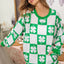 Clover Checker Print Double Pocket Sweatshirt - Mardi Gras Apparel
