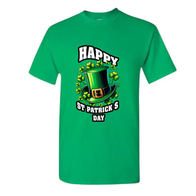 Emerald Green St. Patrick's Day Top Hat & Shamrocks T-Shirt - Mardi Gras Apparel