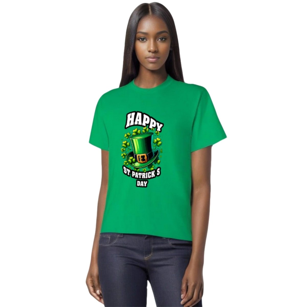 Emerald Green St. Patrick's Day Top Hat & Shamrocks T-Shirt - Mardi Gras Apparel