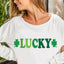French Terry Knit Lucky Graphic Pullover Top - Mardi Gras Apparel