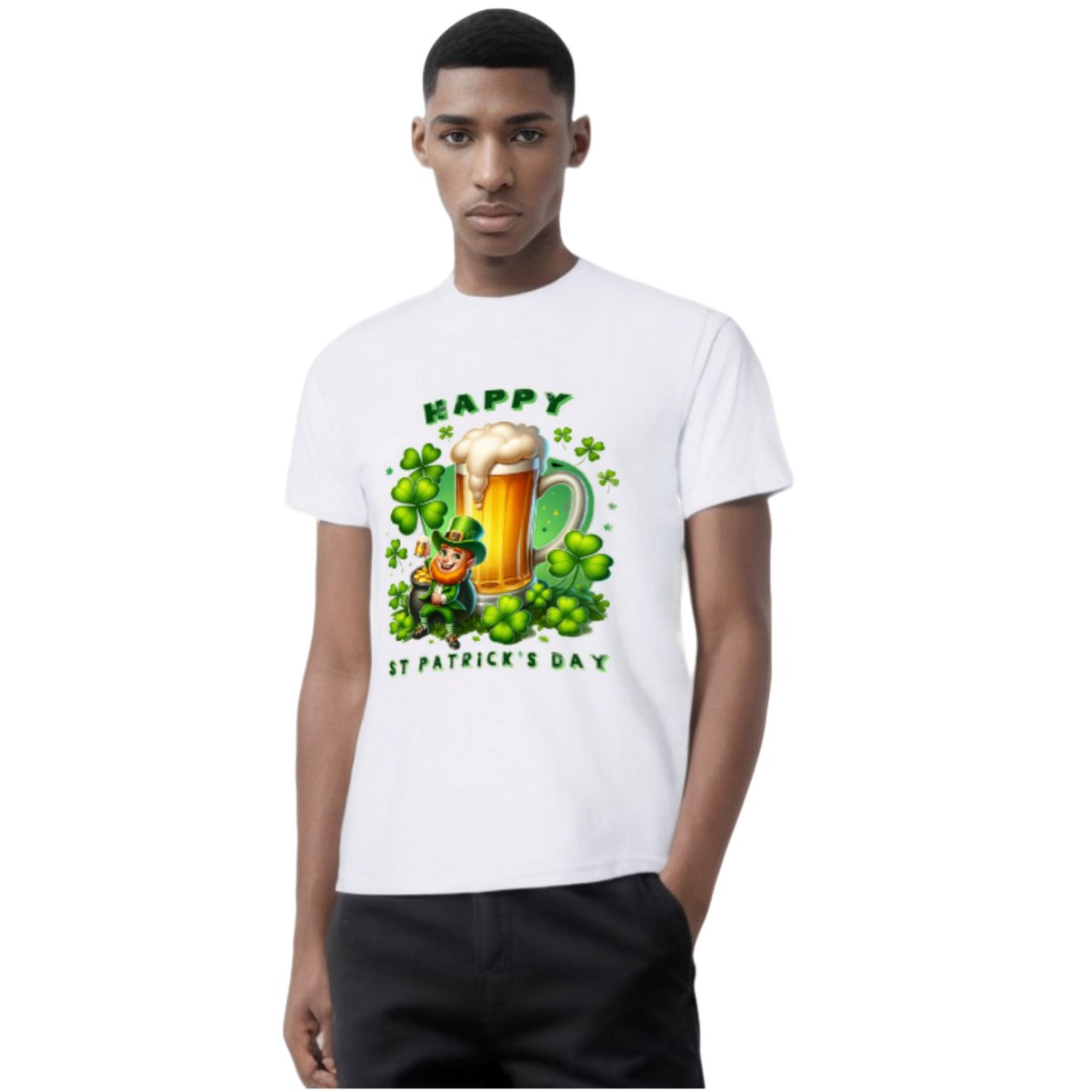 Happy St. Patrick's Day Leprechaun & Shamrock T-Shirt - Mardi Gras Apparel