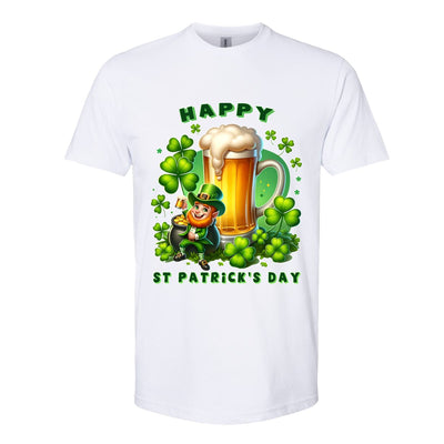 Happy St. Patrick's Day Leprechaun & Shamrock T-Shirt - Mardi Gras Apparel