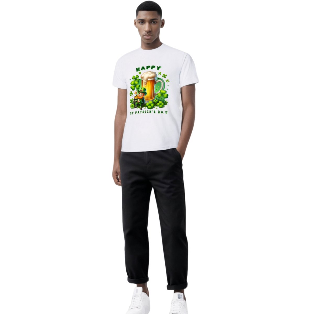 Happy St. Patrick's Day Leprechaun & Shamrock T-Shirt - Mardi Gras Apparel