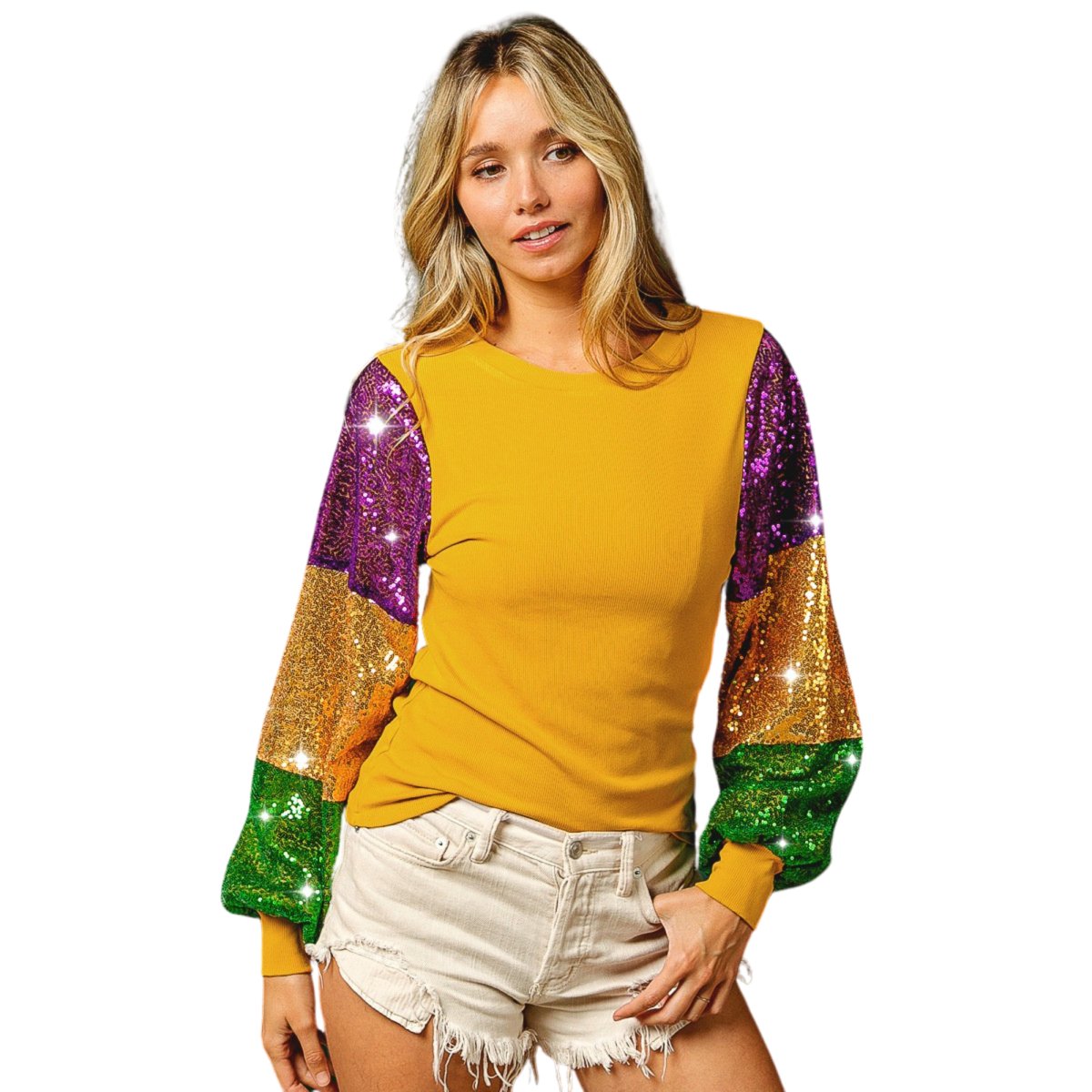 SO ME Mardi Gras Color Stripe Knit Sweater Top main image 0