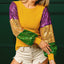 Ladies Mardi Gras Color Block Sequins Sleeve Gold Knit Top - Mardi Gras Apparel