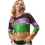 Ladies Mardi Gras Sequins Color block Long Sleeve Top - Mardi Gras Apparel