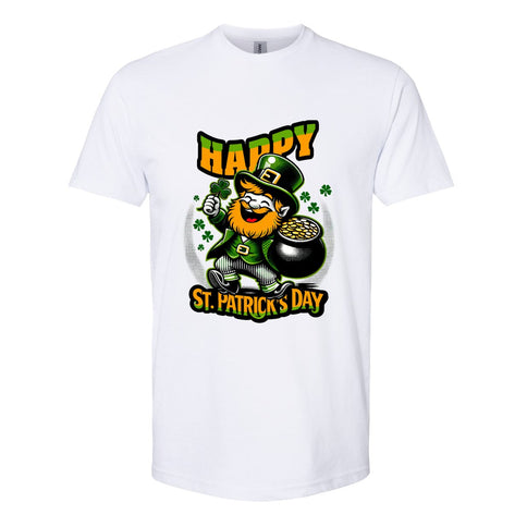 Lucky Charm Leprechaun & Pot of Gold St. Patrick's Day T-Shirt - Mardi Gras Apparel - Adult, Front Design, Machine Washable - 