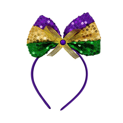 Mardi Gras Bow Headband - Mardi Gras Apparel - Accessories, Adult, Ladies -