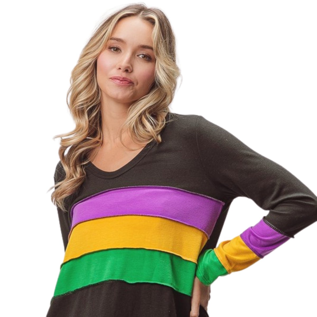 Mardi gras clearance color block sweatshirt